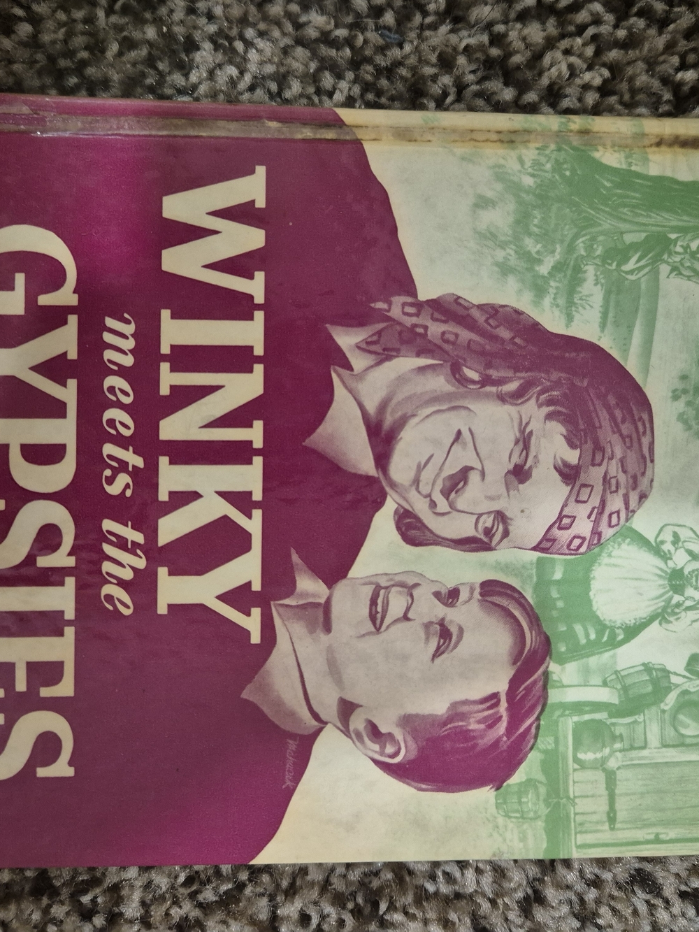 Winky Meets the Gypsies Vintage Kids Book - Purple & Green